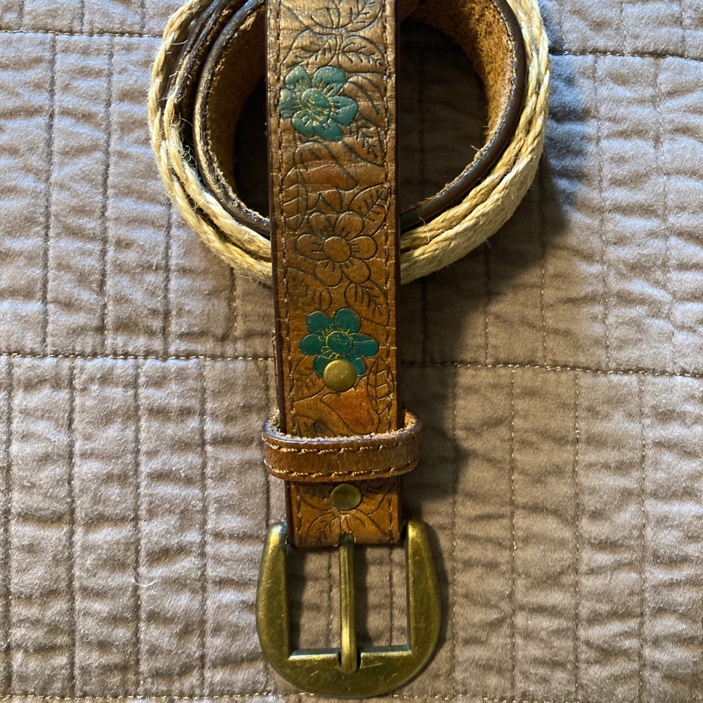 REDUCED! Leather and Twine Belt